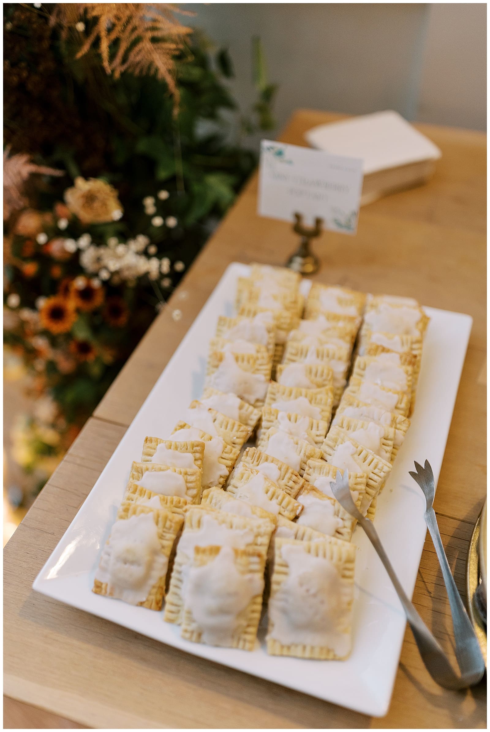 Image of gourmet toaster strudels by Arly Cakes on a white square serving tray at the Common House Richmond